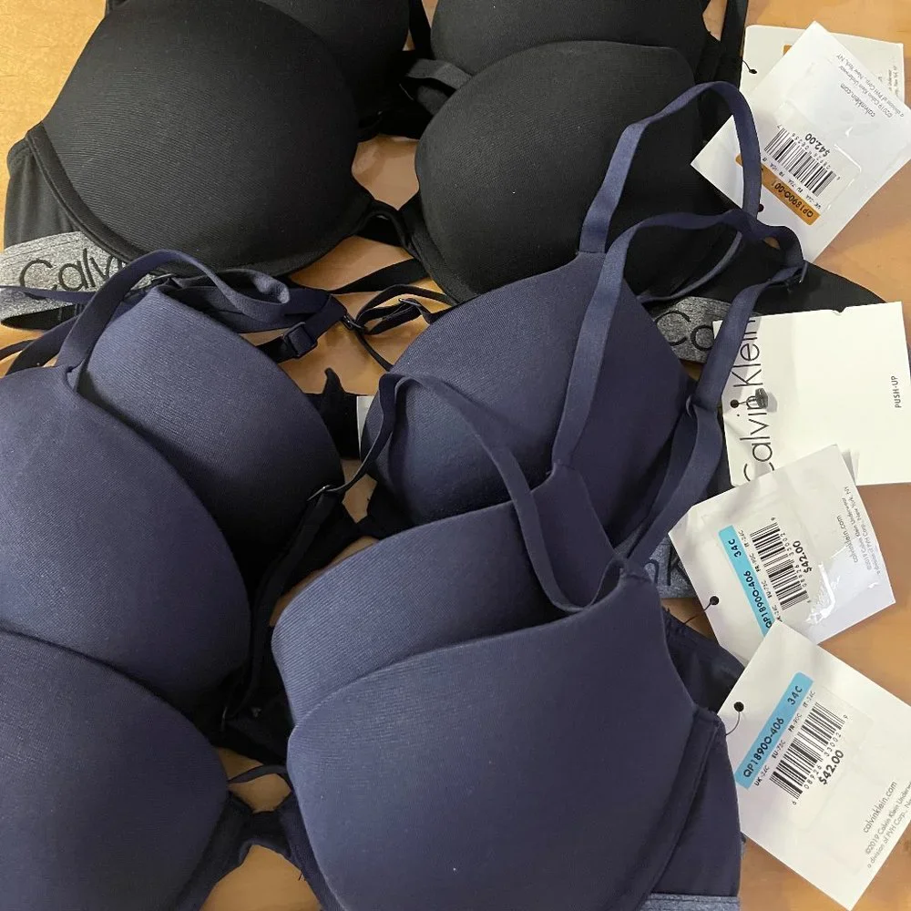 NWT! Calvin‎ Klein Women's Push-Up Plunge Bra Navy 34C